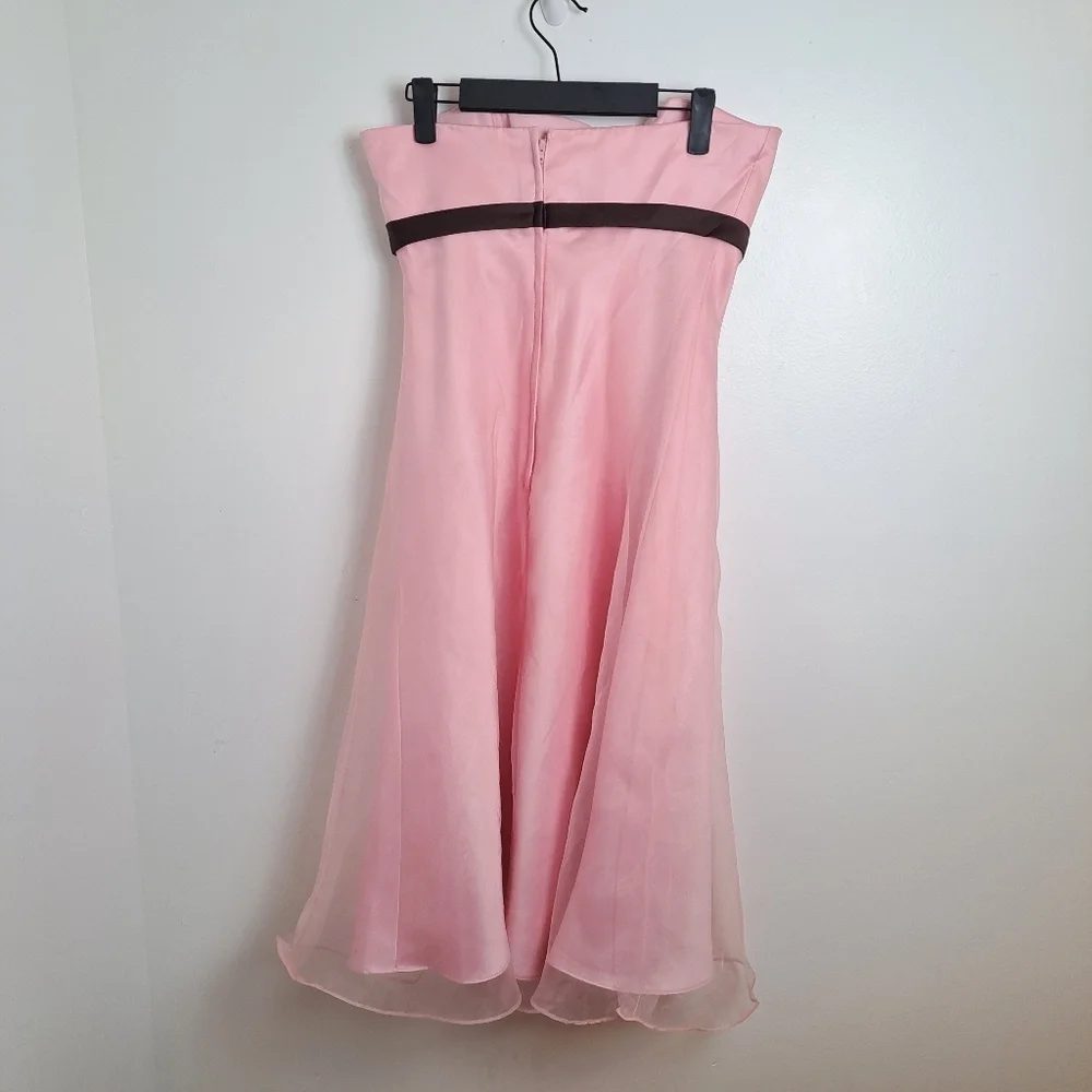 Alfred Angelo Pink Chiffon Babydoll‎ Sleeveless Y2K Coquette Midi Dress Sz 8